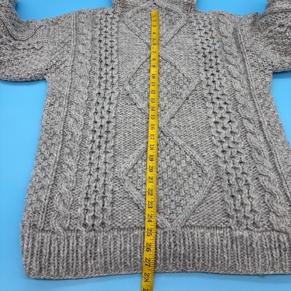 Fisherman’s Hooded 100% Wool Sweater Women’s Gray Large By Yarnia - Picture 8 of 9